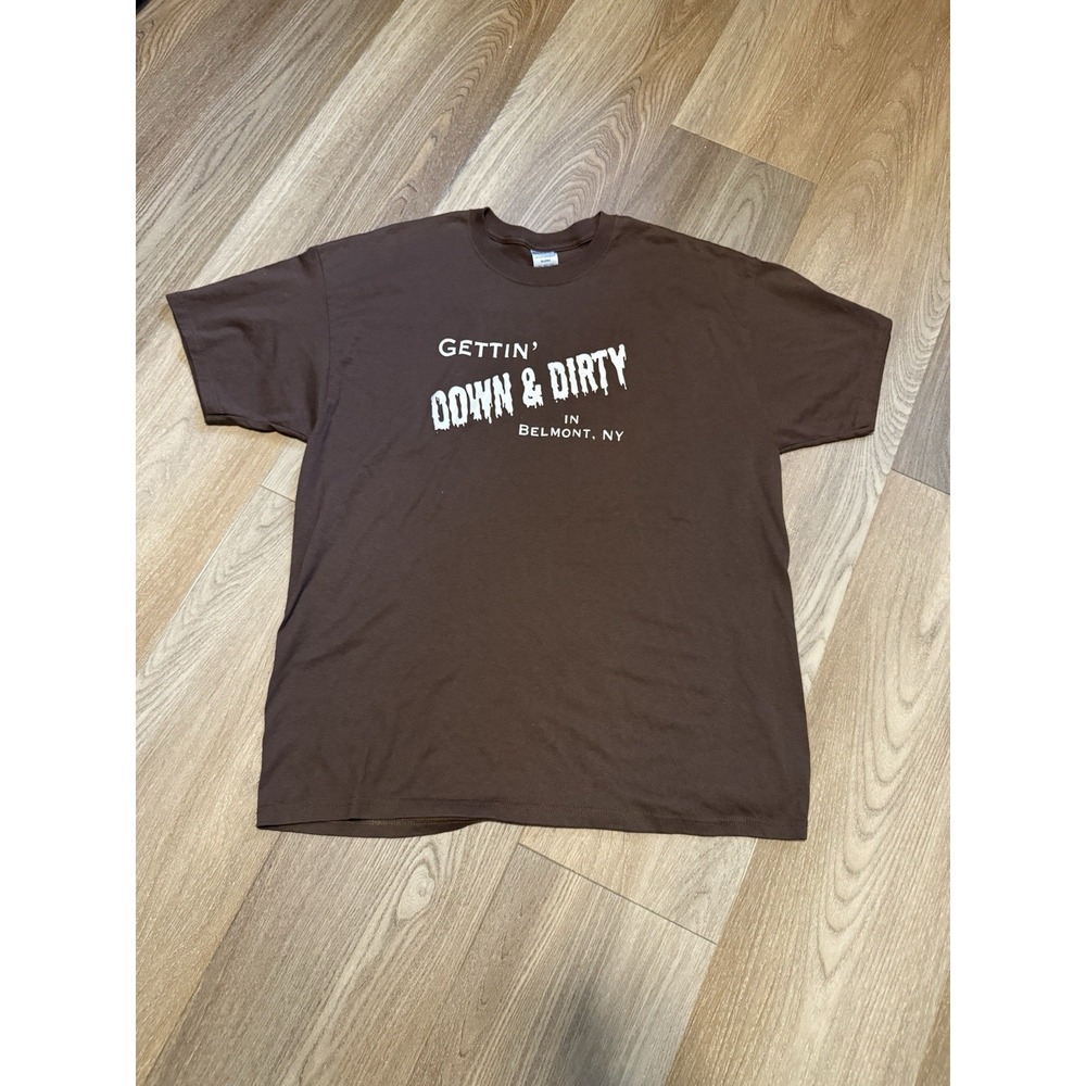 Jerzees Graphic T Shirt Mens 2XL Brown Mud Boggin Challenge Belmont NY